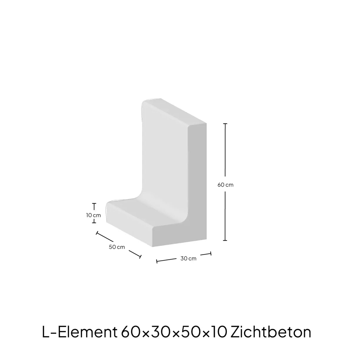 L-Elementx10cm Zichtbeton 55x50x100cm Grijs