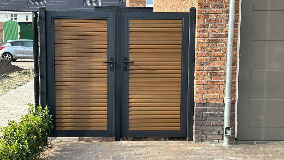 Composiet Tuindeur Rhombus Teak