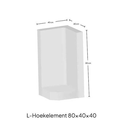 L-Hoekelement 40x80x40cm Grijs