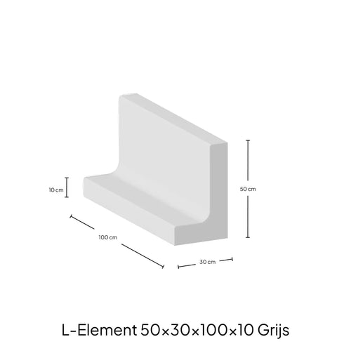 L-Elementx10cm Zichtbeton 100x50x30cm