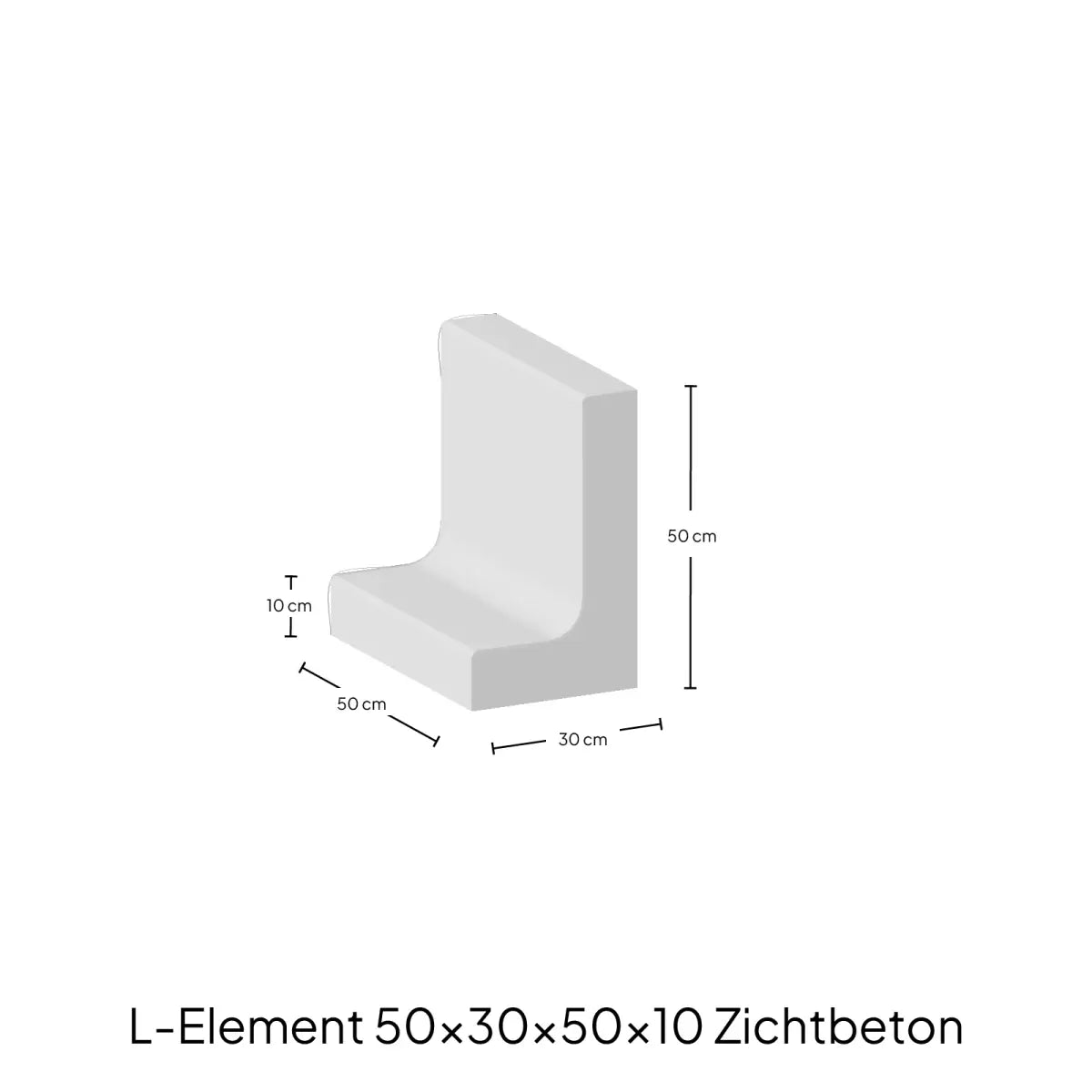 L-Elementx10cm Zichtbeton 45x50x80cm Grijs
