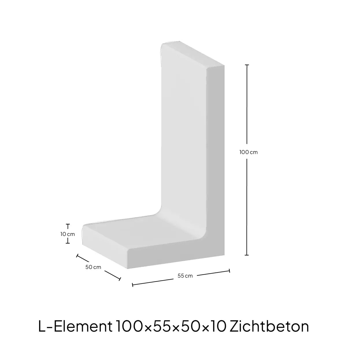 L-Elementx10cm Zichtbeton 55x50x100cm