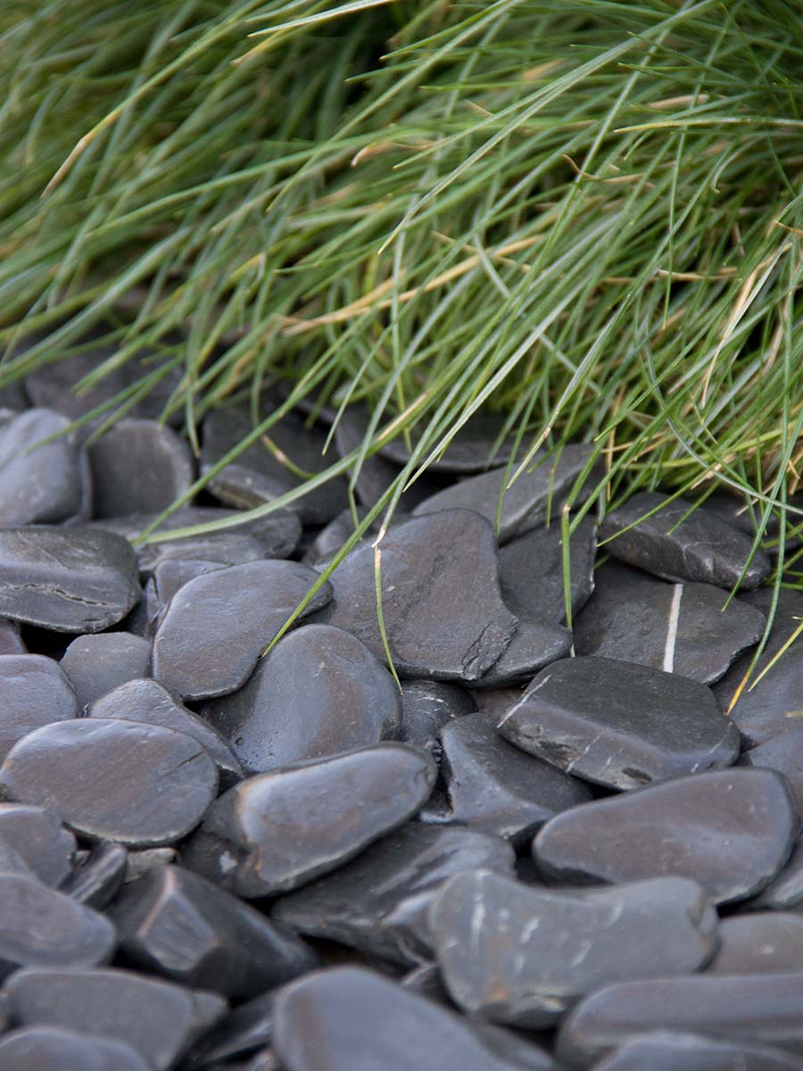 Flat pebbles zwart 30/60mm